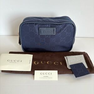 NWT Gucci GG Guccissima Nylon Pouch – Navy Blue